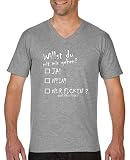 Comedy Shirts - Willst du mit Mir gehen? JA! Nein! NUR Ficken? - Herren V-Neck T-Shirt - Graumeliert/Weiss Gr. L