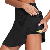 Damen Tennisrock Hohe Taille Rock Golf Active Running Hosenrock Trainings Fitness Sportskort Röcke mit Taschen Schwarz M