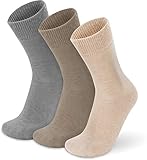 normani 3 Paar Alpaka-Vollplüsch Wintersocken mit extra weichem Gummibund für Damen und Herren Farbe Grau/Braun/Beige Größe 39-42