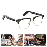 Homradise Smart Audio Anti-Blau-Brille Drahtlose Bluetooth-Knochenleitung mit offenem Ohrkopfhörer Musik hören und freihändig telefonieren, schwarzer R