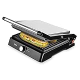 Venga! 2-in-1 Kontaktgrill und Tischgrill, 180°-Öffnungswinkel, 2200 W, Edelstahl/ schwarz, VG COG 3003