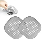 Dreamark 2 Stück Abfluss Haarfänger Haarsieb Dusche Silikon Home Drain Protector Drain Strainer Cover mit 4 Saugnäpfen Abflusssiebe für Badzimmer Badewanne Küche Waschbecken und Spüle (Grau, Grau)