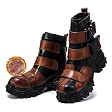 Motorrad Motorradstiefel für Herren Reiten Racing- Combat Military Schutzkleidung,rutschfeste Sohle,Off Road Touring Schuhe wasserdichte gepanzerte Fashion Sneakers,Brown c,37