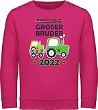 Shirtracer Geschwister Geschenke Bruder - Einzelkind Großer Bruder 2022 Traktor blau - 116 (5/6 Jahre) - Fuchsia - einzelkind Pullover - JH030K - Kinder Sweatshirt Pullover für Jungen und M