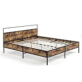 Vitalispa Bettgestell Doppelbett Metallbett Fyrk Holz-Optik Lattenrost (180x200cm)