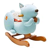 labebe Baby Schaukelpferd Holz, Schaukelpferd Plüsch, Eichhörnchen Form Schaukelpferd Blau für Baby 1-3 Jahre Alt, Schaukel Baby/Schaukel Pferd/Indoor Schaukel&Garten/Schaukel Blau/Schaukeltier B