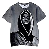 LIZCX Tupac 3D Gedruckte Kurze Ärmel 2Pac Runder Hals Lässig T-Shirt Männer Und Frauen Streetstyle Mode Plus Größe Bluse (XXS-4XL)