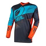 O'NEAL | Mountainbike Langarm-Shirt | Kinder | MTB DH FR Downhill Freeride | Atmungsaktives Material, Gepolsterter Ellbogenschutz | Element Youth Jersey Factor | Grau Orange Blau | Größe S