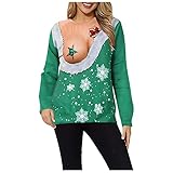 Damen Lustig Weihnachtspulli Männer Frauen Hässlicher Weihnachten Pullover Sweatshirt Ugly Rentier Elf Weihnachtspullover Weihnachtsoutfit Xmas Pullunder Sweater Shirt Top