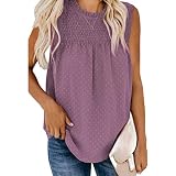 DOBEI Damen Crop Tank Tops Sommer Ärmellos Rüschen Rundhals Polka Dots Elegant Basic Schlanke Passform Weste T-shirts Frauen Lässig Baumwolle Jacquard Coole Bequem Bluse Tunika Camisole Hemd Ob