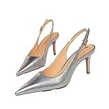 Frauen Slingback Courts Schuhe Spitz Klassiker Schnalle High Heels Kitten Heel Sommerkleid Abend Pumps Sexy S