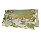 20x Weihnachtskarte DIN Lang in Creme mit schöner, klassischer Winterlandschaft - Faltkarten mit Weihnachtsmotiv - 10,5 x 21 cm - Weihnachtsgrüße für F