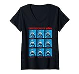 Damen Jaws The Expressions Of Jaws Photo Grid Panel T-Shirt mit V