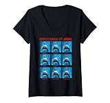 Damen Jaws The Expressions Of Jaws Photo Grid Panel T-Shirt mit V