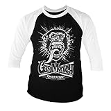 Gas Monkey Garage Offizielles Lizenzprodukt Explosion Baseball 3/4 Ärmel T-Shirt (Weiß-Schwarz), L