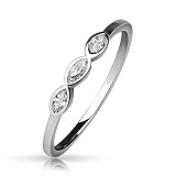 Bungsa 52 (16.6) Schmaler Kristallring Damen mit 3 Zirkonia Steinen Marquise Schliff 49 52 54 57 60 (Ring Frauen Brass Fingerring Partnerringe Verlobungsringe Trauringe Damenring Brassring)