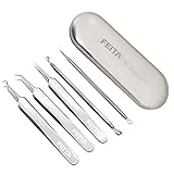 Mitesser-Entferner-Kit - FEITA Blackhead-Pinzetten-Entfernungs-Tool-Kit-Set - Akne-Pinzette Pickel Comedone Extractor mit Reiseetui (5 Stück)