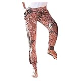 TWIOIOVE Damen Lange Loose Sommerhose Leicht Freizeithose Haremshose Stoffhose Bedruckte Boho Strand Hosen Schlupfhose Strandhose Straight Bein Hose Stoffhose in fließend weicher Qualität-8