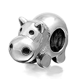 Charm-Anhänger Nilpferd aus 925er Sterlingsilber, Tieranhänger für Pandora-Charm-Armb