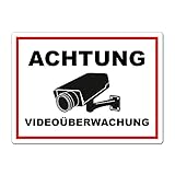 Achtung Videoüberwachung Schild 20 x 30 cm aus Stabiler PVC Hartschaumplatte 3mm Dieser Bereich Wird überwacht Schild mit UV-Schutz von STROBO