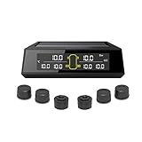 StoreBao Solar Power Auto Reifendruckkontrollsystem (RDKS / TPMS) für Wohnmobile - 6 externe Sensoren (116 PSI / 8 BAR), 6 Alarmmodi, automatische Hintergrundbeleuchtung & Schlaf & W