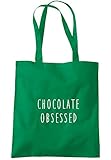 illustratedidentity Chocolate Obsessed Tragetasche mit langen Griffen, 37,5 x 42 cm, Grün - kelly green - Größe: Einheitsgröß
