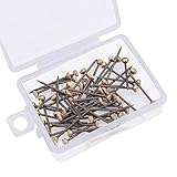 Stahl-Nägel, 60 Stück Kopfnägel aus schwarzem Kupfer Nagelhaken Pins Bild Nägel für Aufhängung Bilder Kopfstifte Nägel mit Aufbewahrungsbox aus Kunststoff für Fotonarderobe Wandnäg