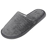 RTPR Damen Hausschuhe & Herren Hausschuhe, Winter Wärme Foam Home Plüsch Rutschfeste Drinnen und Draußen Slipper, Flache Plüsch Pantoffel Bequeme Hausschuhe Outdoor/I