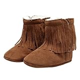 MRULIC Kinder Baby MäDchen Stiefel Prinzessin Schuhe First Walkers Shoes Warm Plush Tassels Snow Boots Flache Schulschuhe Baumwollstiefel Winterstiefel Geburtstag Geschenk(Braun,21)