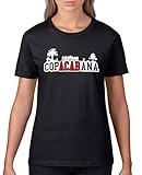 Comedy Shirts - Copacabana Palmen - Damen T-Shirt - Schwarz/Weiss-Rot Gr. XXL