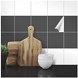 Wandkings Fliesenaufkleber - Wähle eine Farbe & Größe - Dunkelgrau Seidenmatt - 15 x 15 cm - 20 Stück für Fliesen in Küche, Bad &