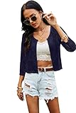 Ietaoo Bolero Damen Spitzen Bolerojacke Shrug Sommer 3/4 Ärmel Schulterjacke Strickjacke Kurz Cardigan,Navyblau,M