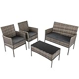 4 PC Garten Möbel Balkonmöbel Set Sitzgruppe Gartenlounge mit Sofa und Sessel G