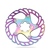 XZMALZYC Mountainbock verdickt schwimmend Rotor 140mm 160mm 180mm 203mm Rennrad Strong Kühlscheibe Bremsrotoren Regenbogen MTB (Color : 160mm)