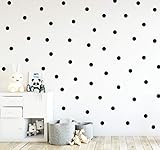 Punkte Set 70er an der Wand Wandtattoo Polka Dots Tupfen Babyzimmer Wandsticker Vinyl DIY Wandaufkleber (Schwarz)