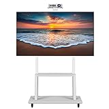 TV Ständer TV Standfuß 32-70-Zoll-TV-Ständerwagen mit Halterung und AV-Regal, weißer Heavy Duty-Boden-Rollwagen für M