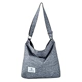 Fanspack Canvas Tasche,Canvas Umhängetasche Damen Shopper Damen Schultertasche Handtasche Damen Canvas Shopper Hobo Tasche für Schule Reisen (Grau 1)…