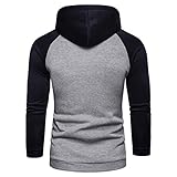 Mi Manchi Herren Leichter Casual Hoody Frühling und Herbst Farbkombination Hoodie Kontrastfarbe Mode Lässig Langarm Sweatshirt Tunika Kordelzug Pullover Basic Pulli Kapuzenpullover Sweatjack