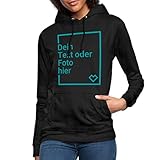 Spreadshirt Personalisierbarer Hoodie Selbst Gestalten mit Foto und Text Wunschmotiv Frauen Hoodie, L, Schw