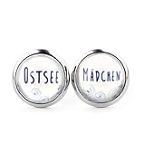 SCHMUCKZUCKER Damen Ohrstecker Ostsee-Mädchen Edelstahl Ohrringe Silber Blau Weiß 12