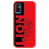 Hapdey silikon Hülle für [ ZTE Blade A71 ] Design [ Löwe - abstraktes Plakat ] Rot Flexibles TPU