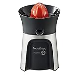 Moulinex PC603D10 Elektrischer Entsafter mit Direktserviersystem | Inklusive 3 Presskegel | Automatisches Ein-/ Ausschalten | Tropfstopp System | 100W | Edelstahl/ dunkelg