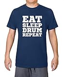 Eat Sleep Drum Repeat Herren-T-Shirt aus 100 % Bio-Baumwolle, navy, M