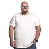 Alca Fashion T-Shirt Herren Rundhals Doppelpack Basic 2 Stück Tshirt Übergrößen XL - 8XL für Männer mit Übergröße Bauchumfang 4XL-B Weiß