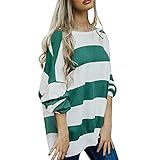 Lässige lockere Damen Rundhalsausschnitt Langarm Printed Striped T-Shirt Top