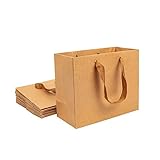 NBEADS 10 Stücke Kleine Braune Kraftpapiertüte zum Verschenken von Süßigkeiten Tragetaschen mit Tragegriffen zum Geburtstag, Hochzeit, Tea Party und Party Feiern, 22×18×10