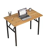 sogesfurniture Schreibtisch Klapptisch, 100x60cm Computertisch Bürotisch Konferenztisch Arbeitstisch PC Tisch Klappbar für Zuhause, Büro, Picknick, Garten, Teak&Schwarz BHEU-LP-AC5YB-100