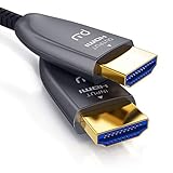 CSL - HDMI Kabel 2.1 Glasfaser - 8K 120Hz – 4k 240Hz - 15m – HDR10+ - 3D eARC CEC – HDCP 2.3 - Optisches Kabel Ultra High Speed - vergoldete Kontakte – Glasfaserkabel Aluminiumstecker – Knick