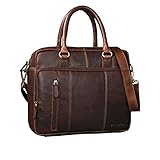 STILORD 'Adam' Vintage Laptoptasche 13,3 Zoll Leder für MacBook Air Pro Henkeltasche Umhängetasche groß A4 für Studium Uni Büro Arbeit echtes Büffelleder, Farbe:Cognac - Dunkelb