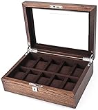 XINYUDAGE Elm Wooden Watch Collection Aufbewahrungsbox mit Schloss Vintage Watch Display Aufbewahrungsbox 10 Slots-C I